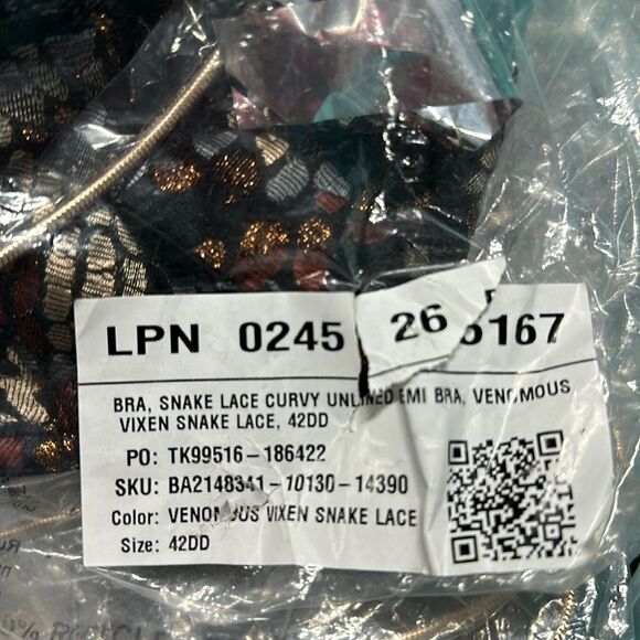 Savage X Fenty Cold-Hearted Snake Lace Unlined Demi Bra 42DD‎ NWT IN PACKAGING - Picture 5 of 6